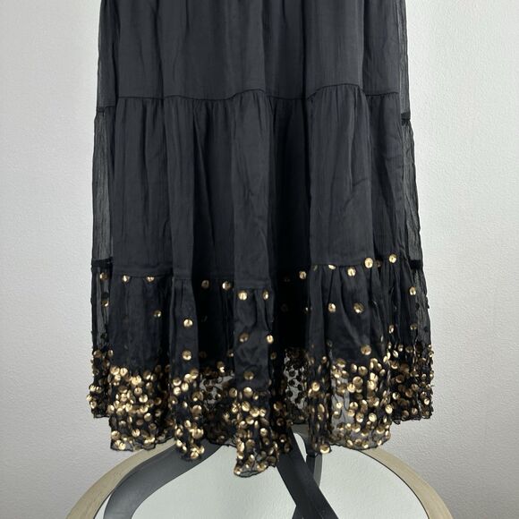 Chaudry KC Maxi Skirt Women XS Black Gold Sequin Boho Festival Gypsy Western NEW - Picture 11 of 13